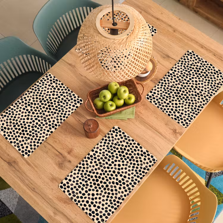 Set de table – 6 pièces - Pois polka - Motif - Noir — 3
