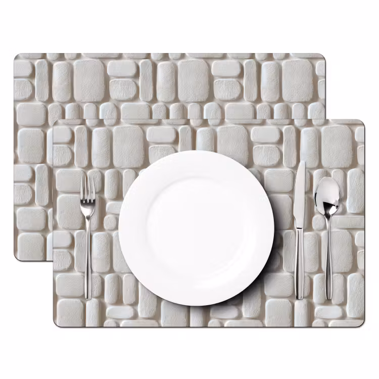Set de table – 6 pièces - Relief - Texture - Blanc — 2