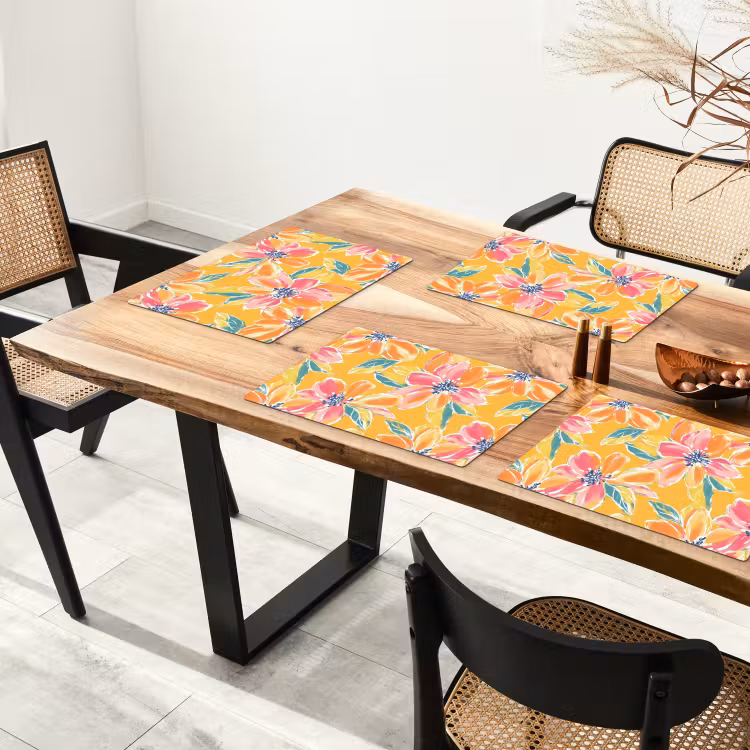 Set de table – 6 pièces - Texture - Floral - Coloré — 4