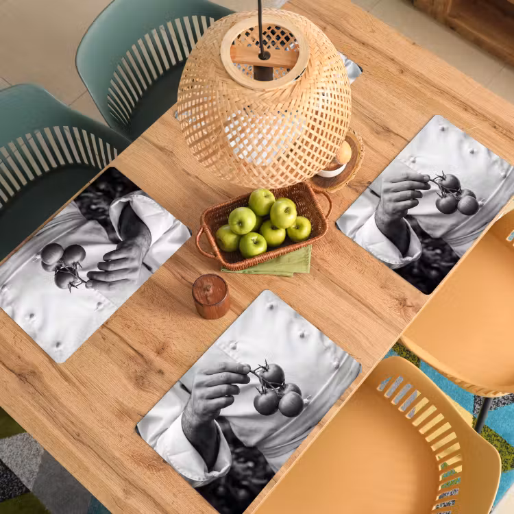 Set de table – 6 pièces - Tomates - Chef - Noir - Blanc — 3