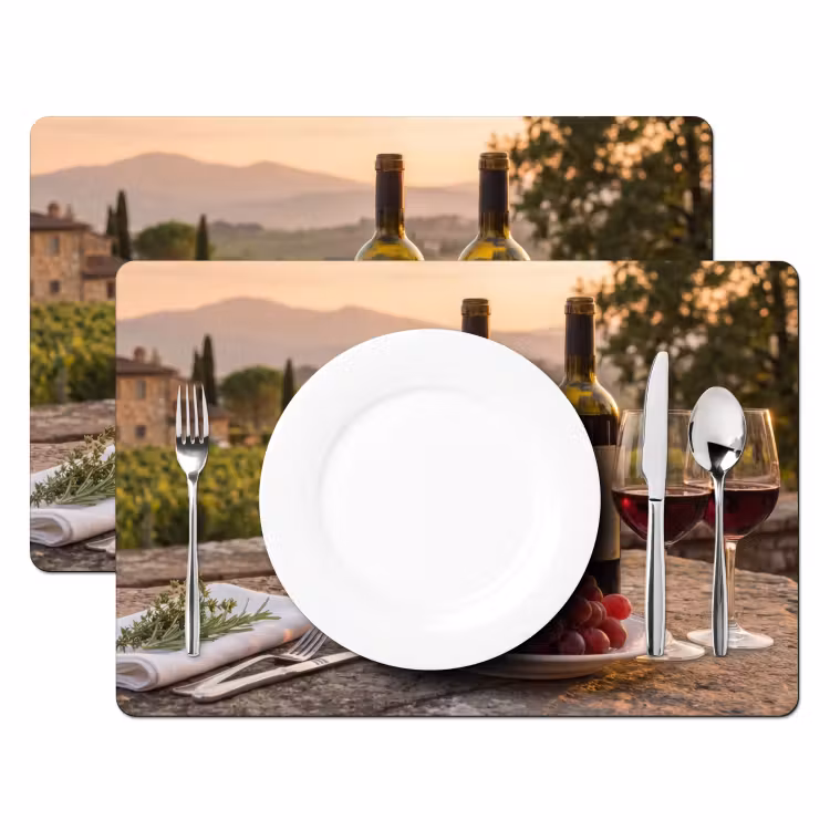 Set de table – 6 pièces - Vin - Verres - Raisins - Vignoble — 2