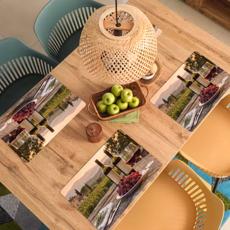 Set de table – 6 pièces - Vin - Verres - Raisins - Vignoble — 3