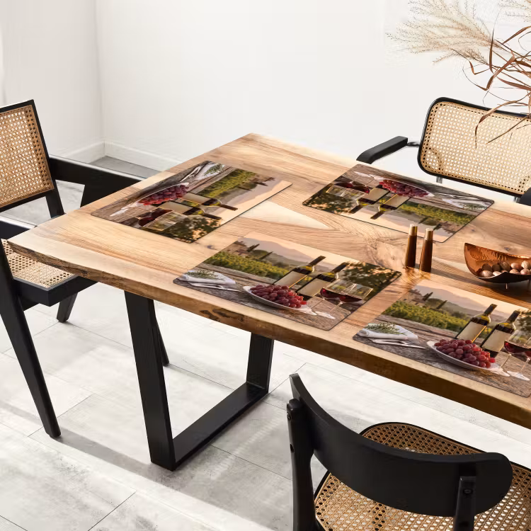 Set de table – 6 pièces - Vin - Verres - Raisins - Vignoble — 4