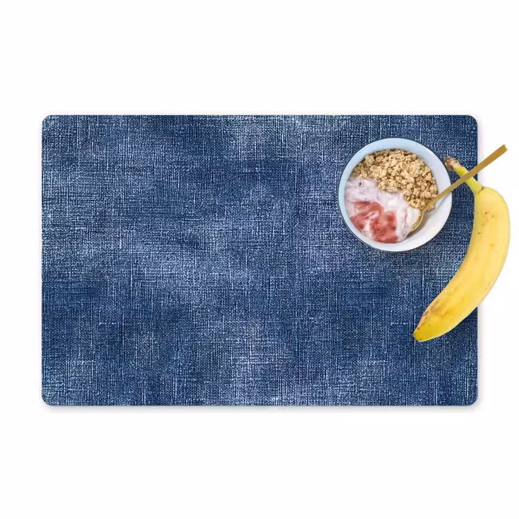 Set de table – 6 pièces - Lin - Texture - Motif - Denim - Rustique — 1