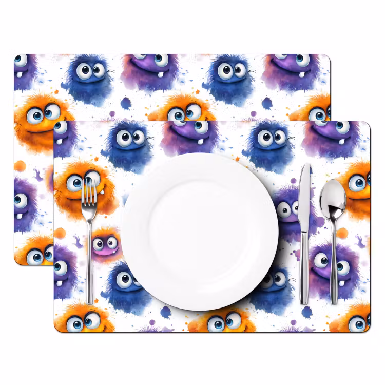 Set de table – 6 pièces - Monstres - Aquarelle - Coloré — 2