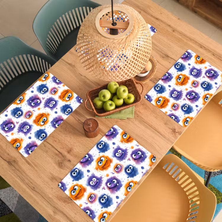 Set de table – 6 pièces - Monstres - Aquarelle - Coloré — 3