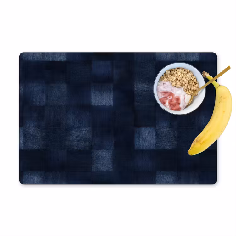 Set de table – 6 pièces - Motif - damier - bleu marine — 1