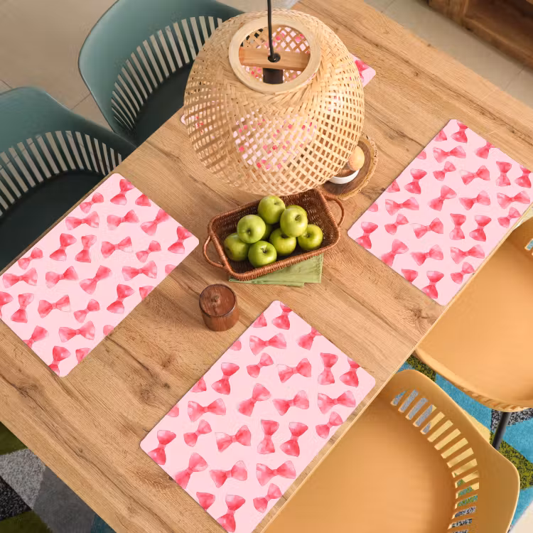 Set de table – 6 pièces - Noeuds - Aquarelle - Rose — 3