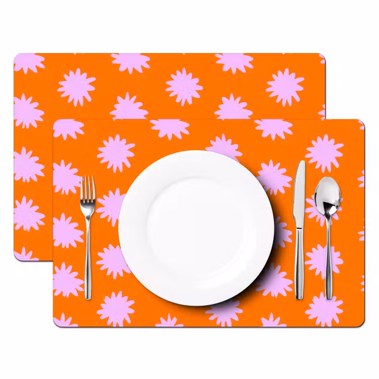 Set de table – 6 pièces - Retro - Fleurs - Orange — 2