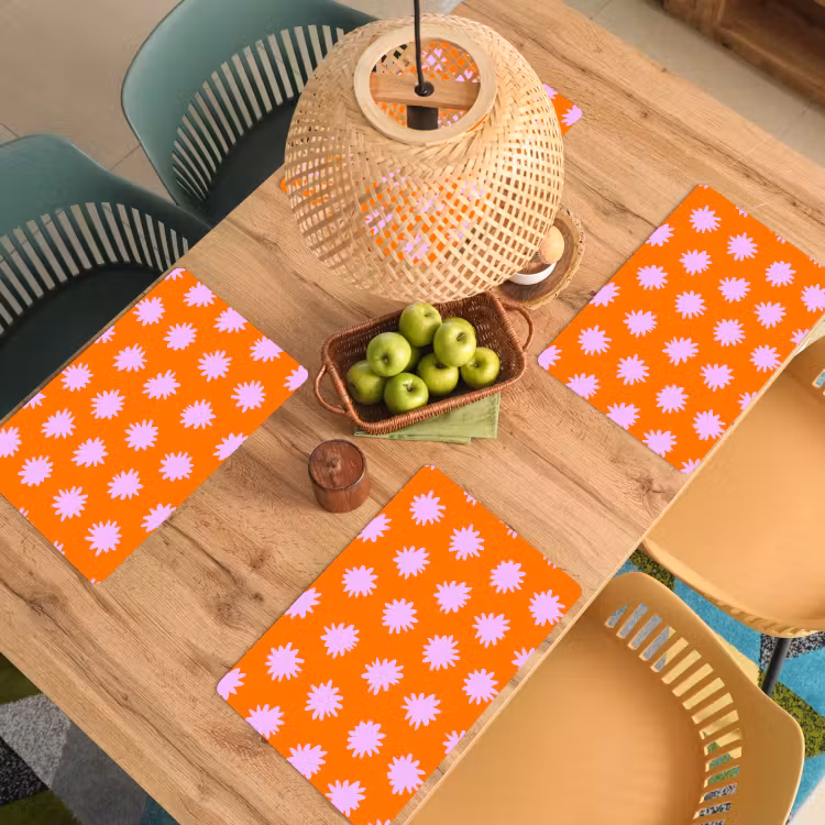 Set de table – 6 pièces - Retro - Fleurs - Orange — 3
