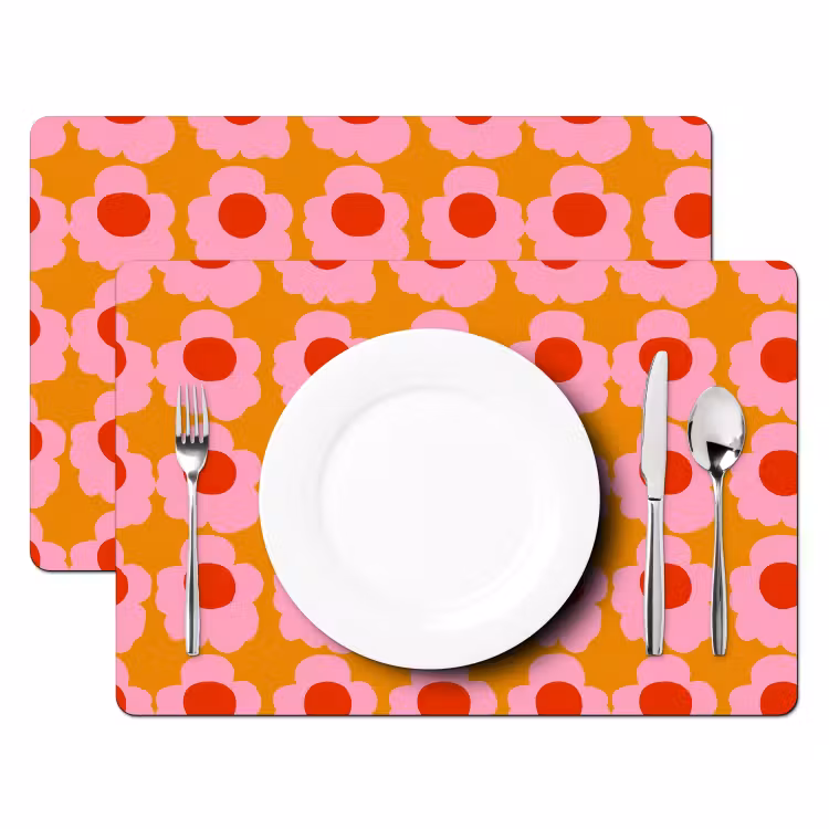 Set de table – 6 pièces - Retro - Fleurs - Rose — 2