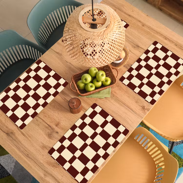 Set de table – 6 pièces - Retro - Motif - Marron — 3