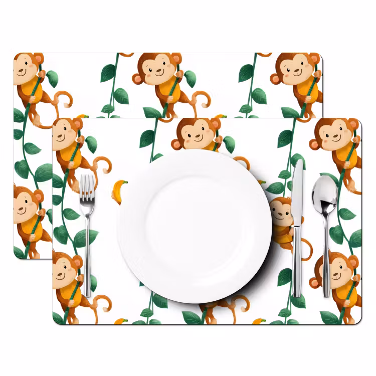 Set de table – 6 pièces - Singes - Lianes - Colorées — 2