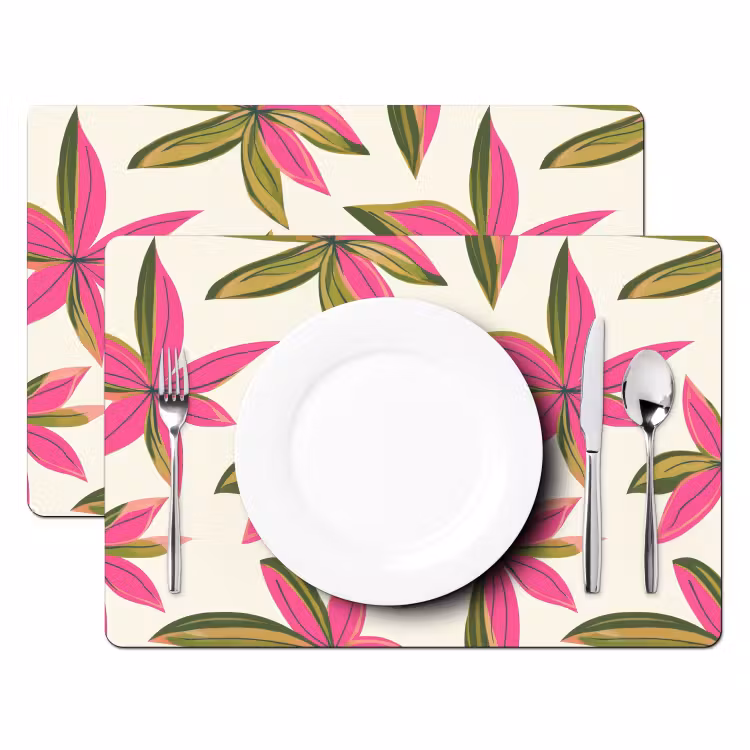 Set de table – 6 pièces - Tropical - Fleur - Rose — 2