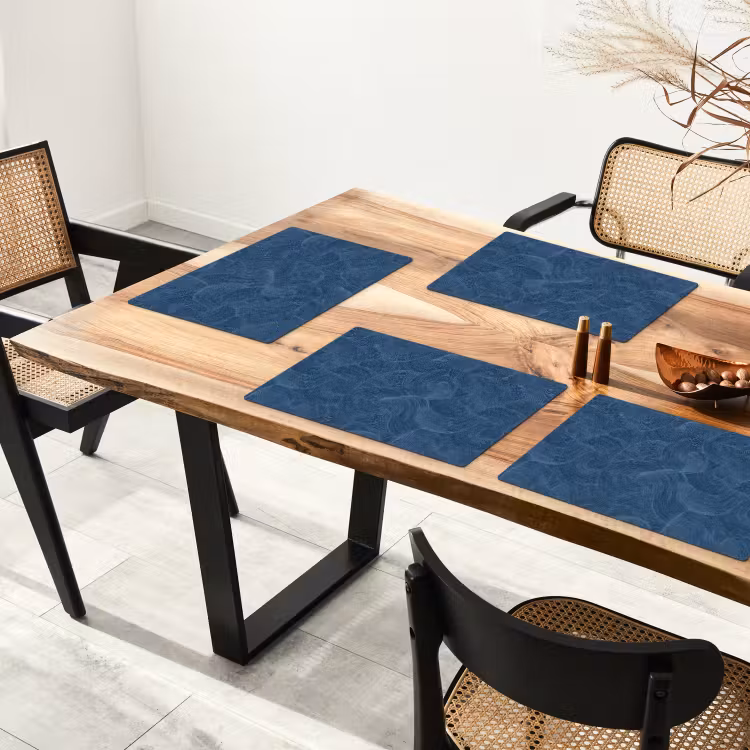 Set de table – 6 pièces - Vagues - Texture - Motif - Bleu — 4