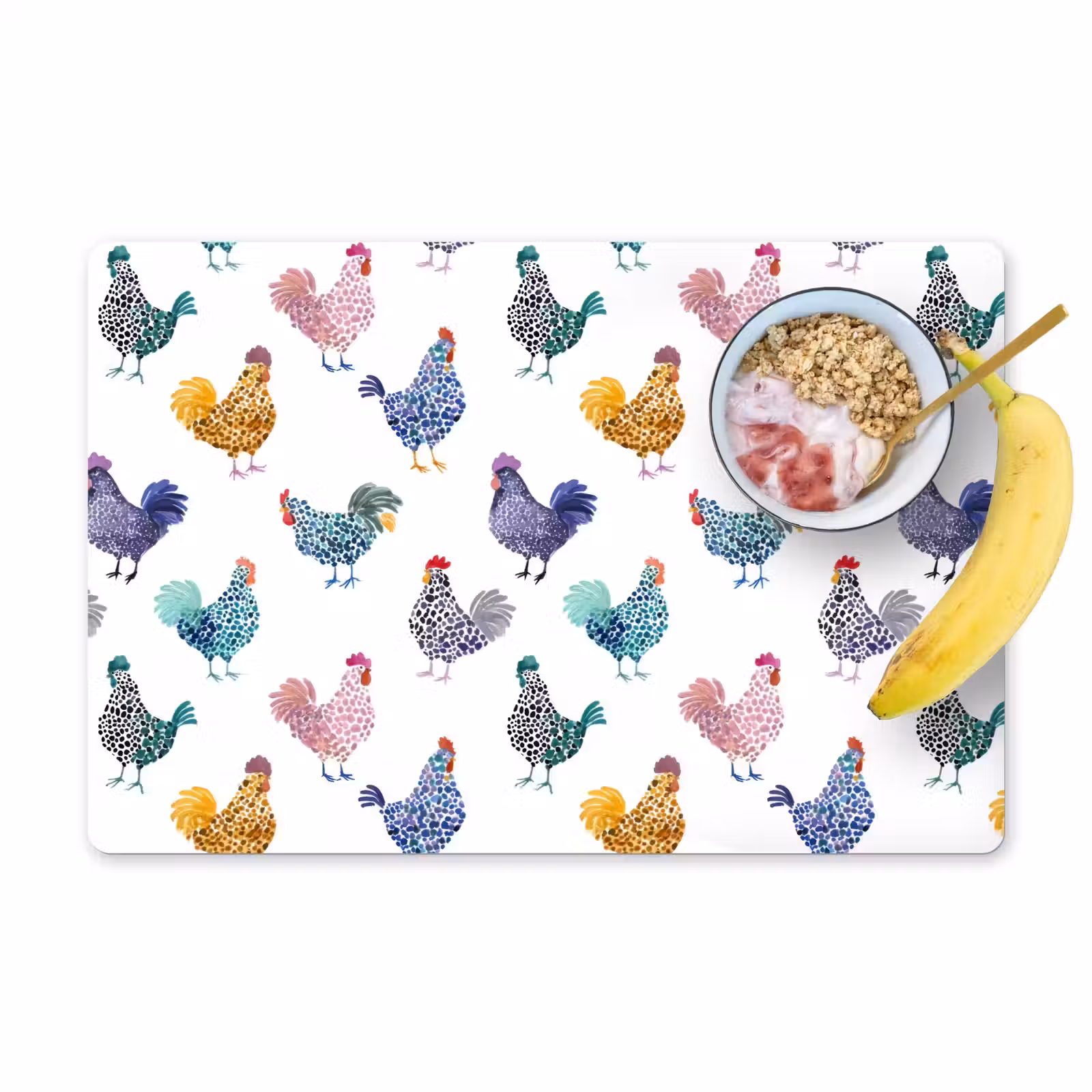 Set de table – 6 pièces - Poulets - Aquarelle - Coloré — 1