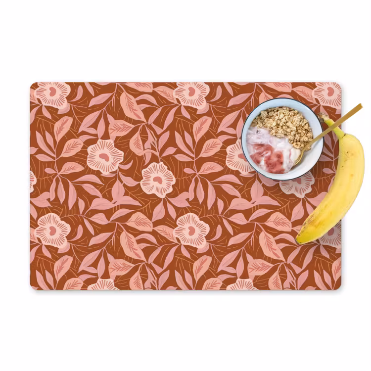 Set de table – 6 pièces - Motif - Feuilles - Terracotta — 1