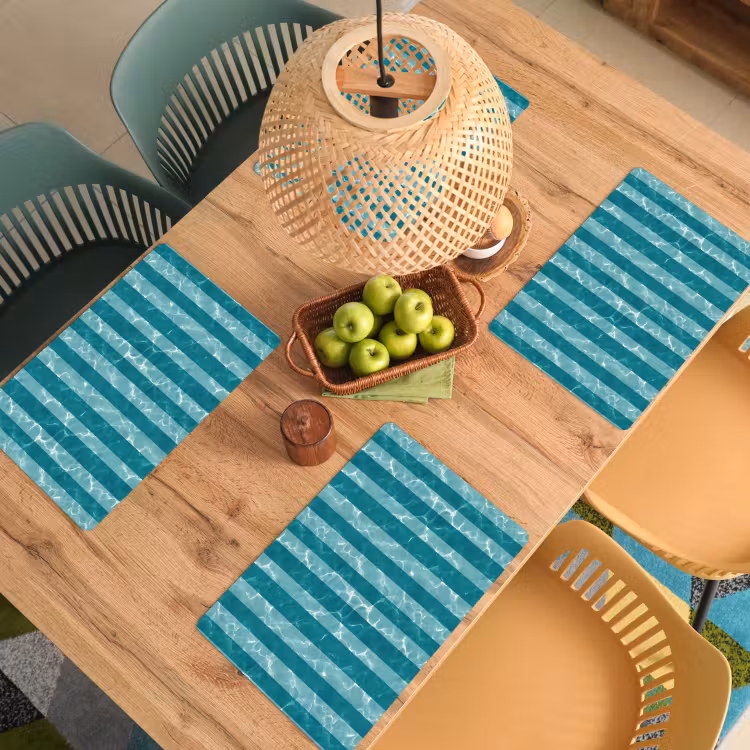 Set de table – 6 pièces - Piscine - Rayures - Vert — 3