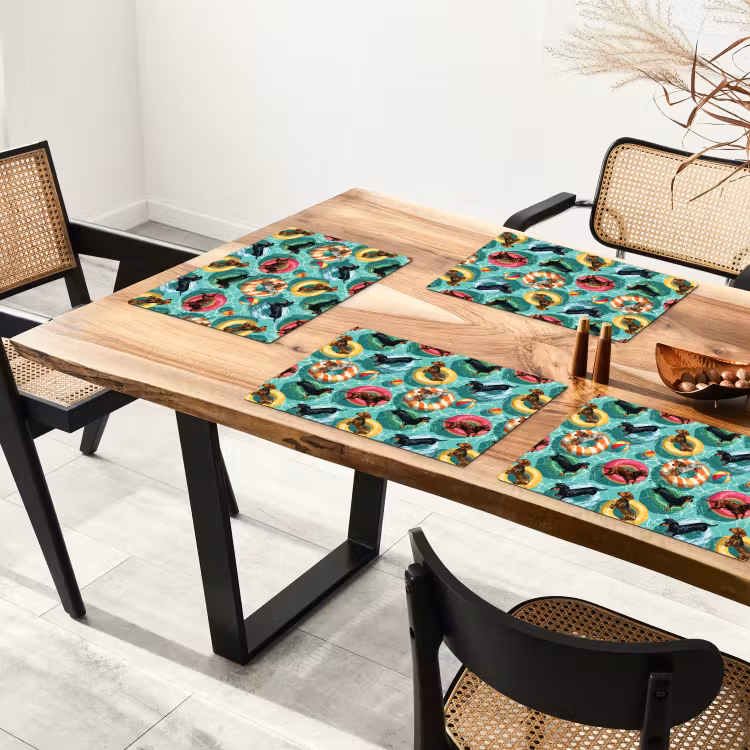 Set de table – 6 pièces - Teckels - Piscine - Coloré — 4