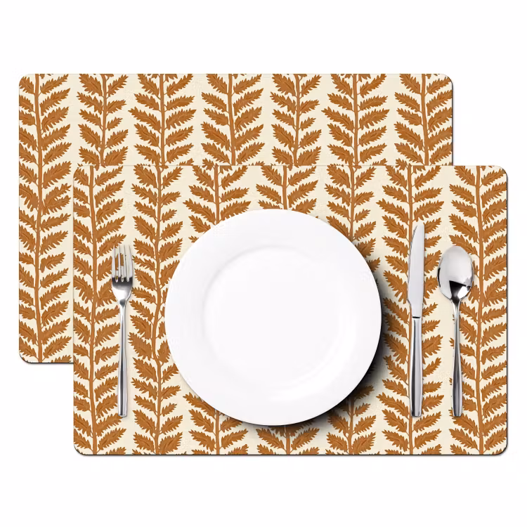 Set de table – 6 pièces - Texture - Feuilles - Ocre — 2