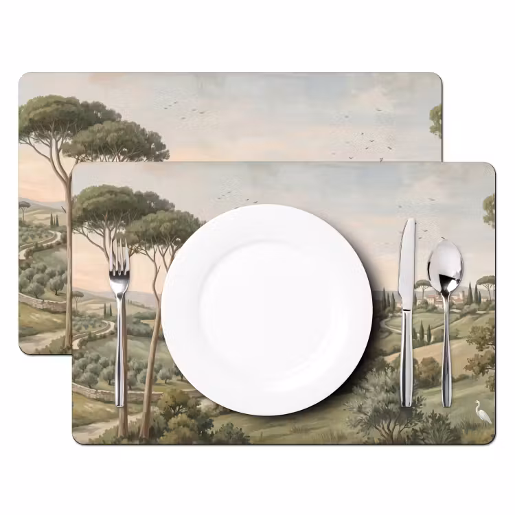 Set de table – 6 pièces - Paysage - Collines - Sentier sablonneux - Vert — 2