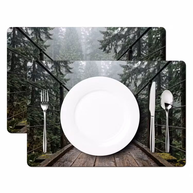 Set de table – 6 pièces - Pont - Forêt - Brouillard - Nature — 2