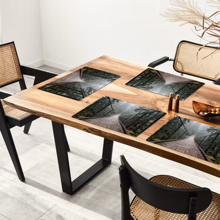 Set de table – 6 pièces - Pont - Forêt - Brouillard - Nature — 4
