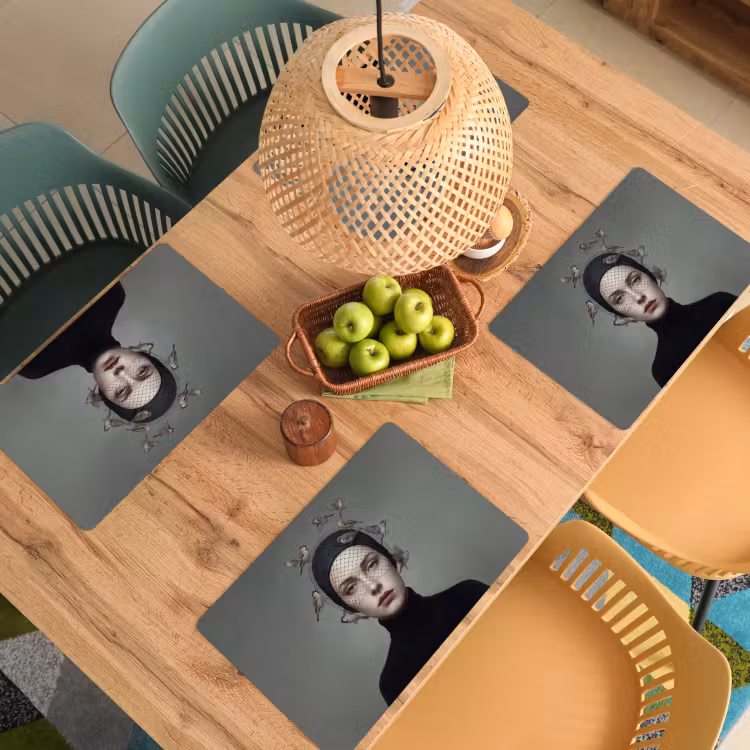 Set de table – 6 pièces - Portrait - Oiseaux - Noir — 3