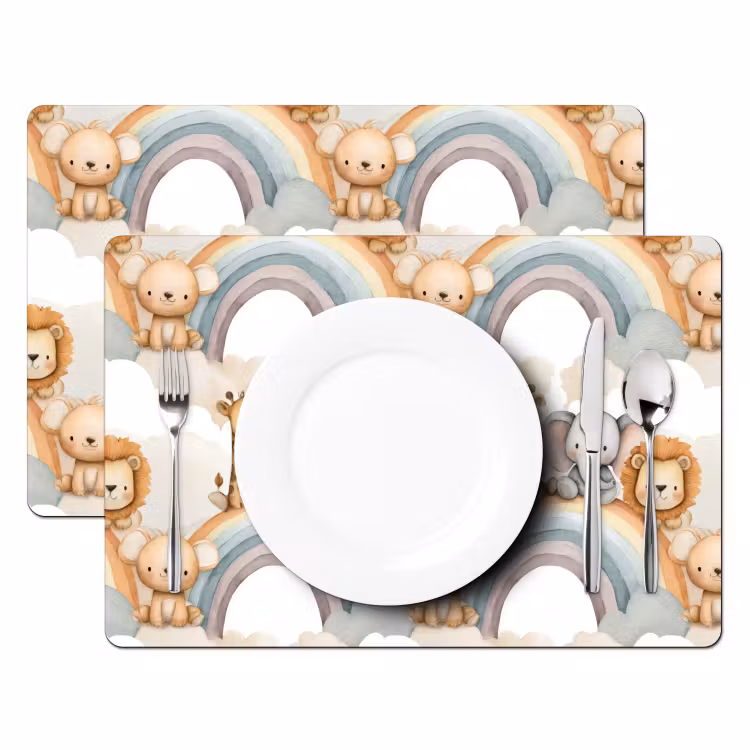 Set de table – 6 pièces - Safari - Arc-en-ciel - Coloré — 2