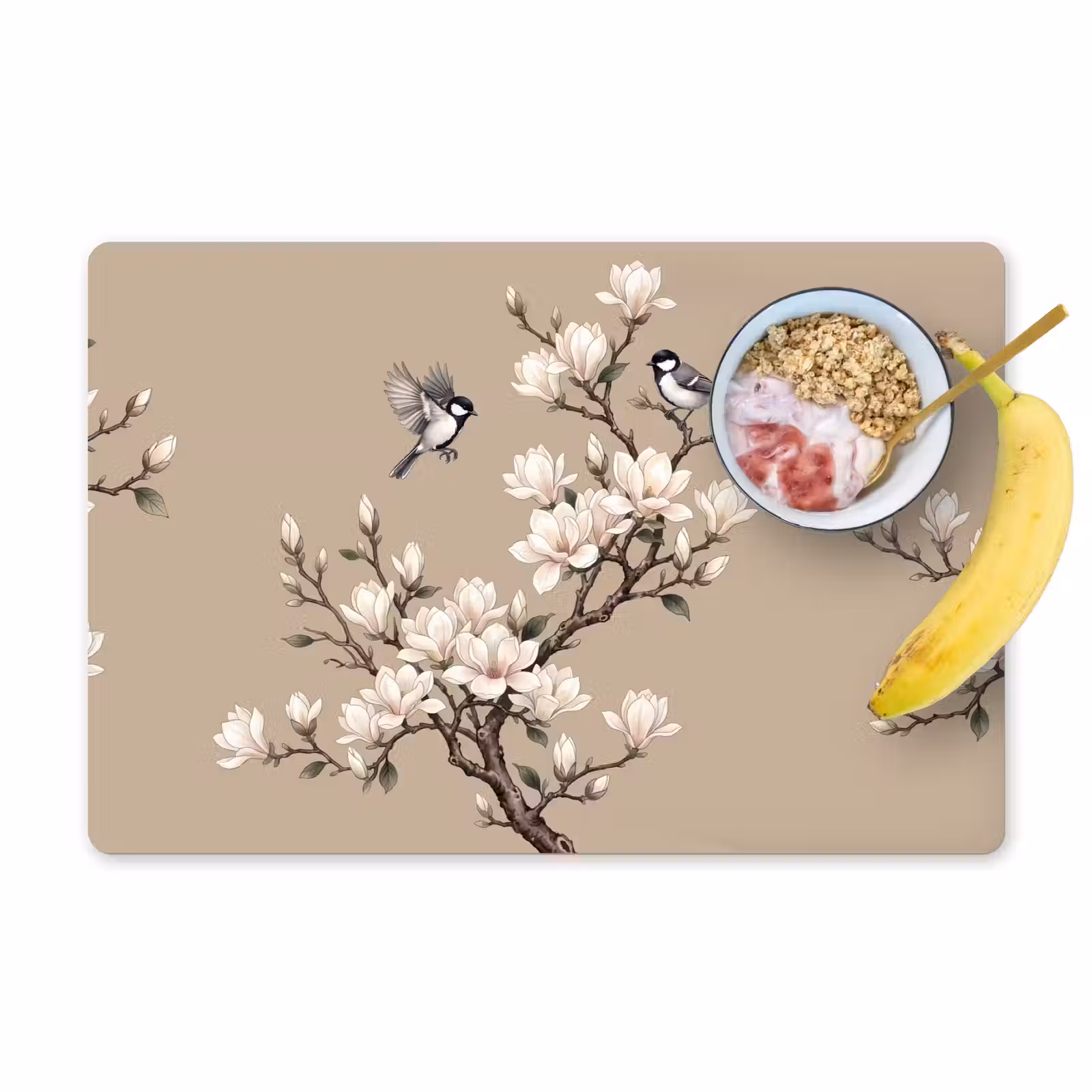 Set de table – 6 pièces - Oriental - Oiseaux - Beige — 1
