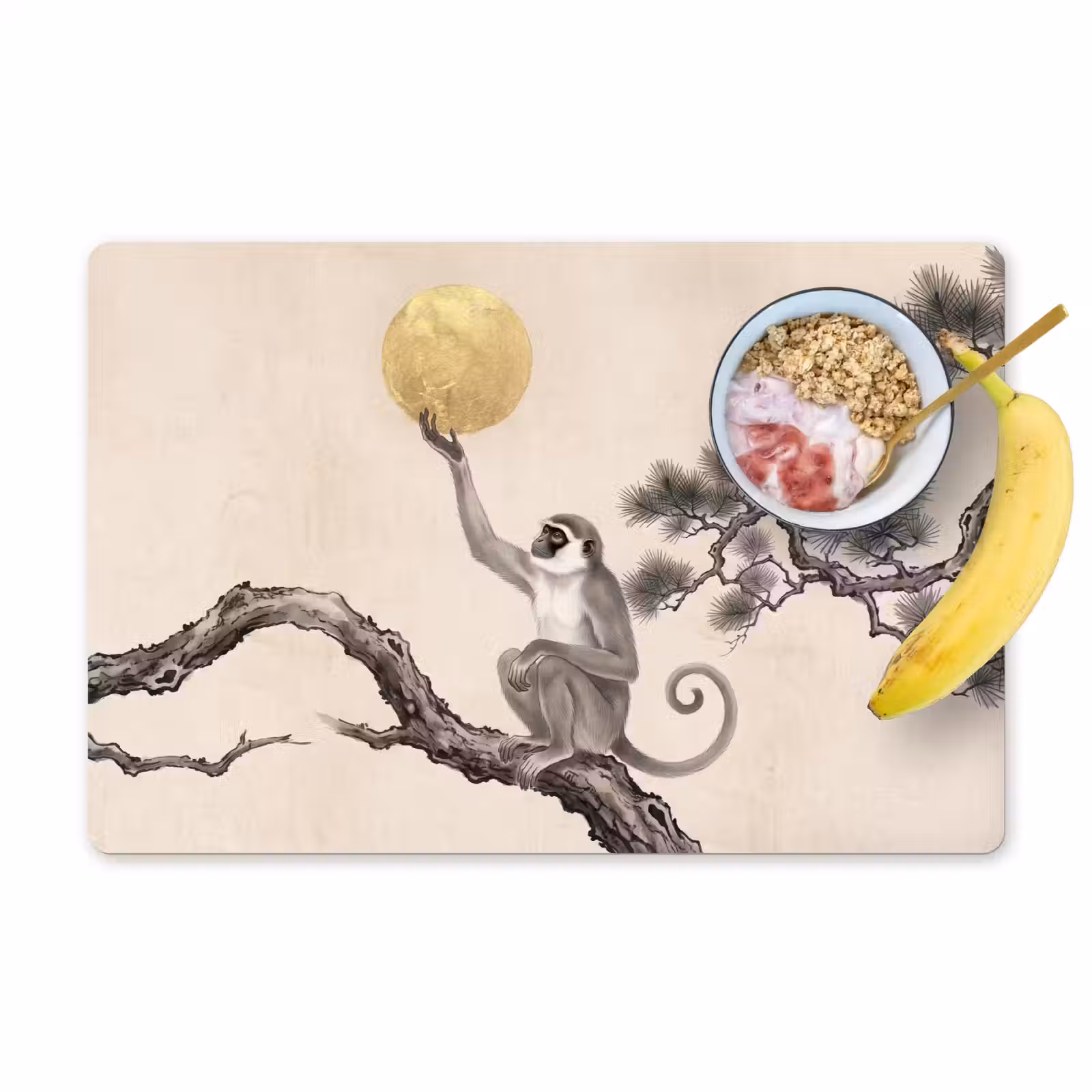 Set de table – 6 pièces - Singe - Lune - Or — 1