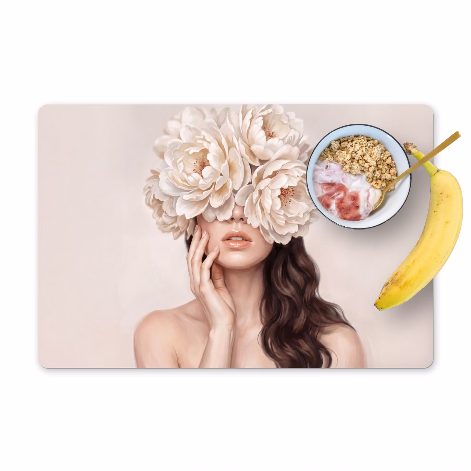Set de table – 6 pièces - Visage - Pivoine - Crème — 1
