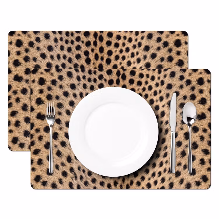 Set de table – 6 pièces - Manteau - Guépard - Noir - Blanc — 2