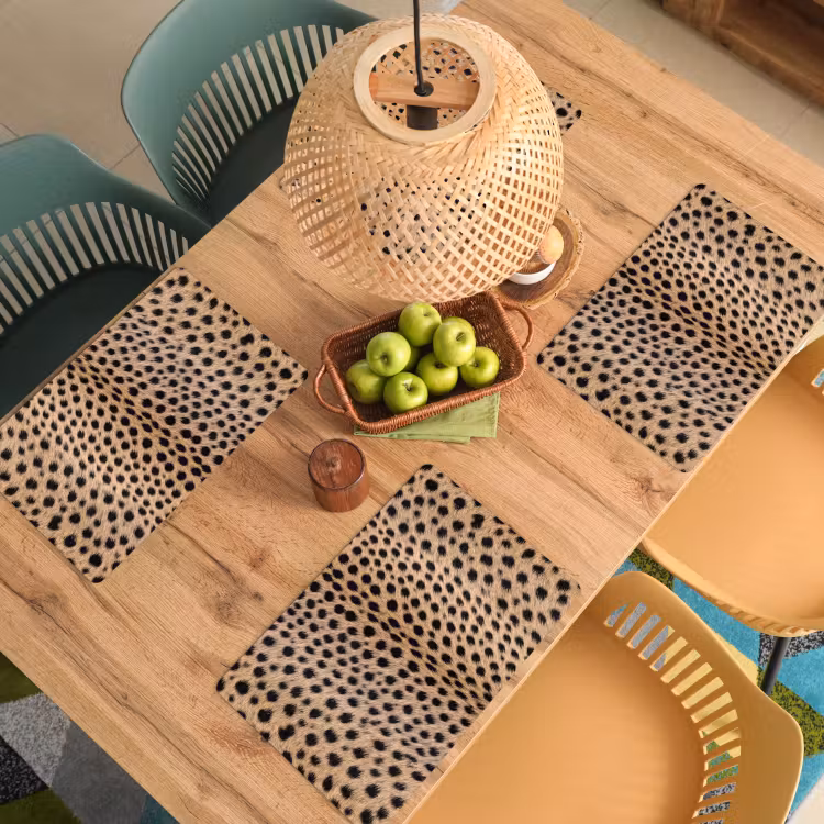 Set de table – 6 pièces - Manteau - Guépard - Noir - Blanc — 3