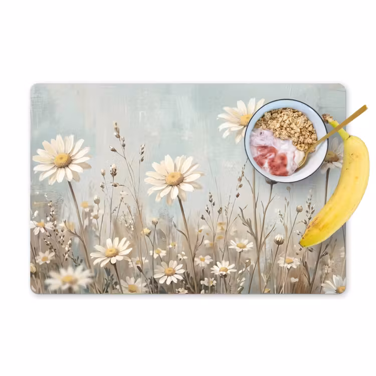 Set de table – 6 pièces - Marguerite - Illustration - Blanc — 1