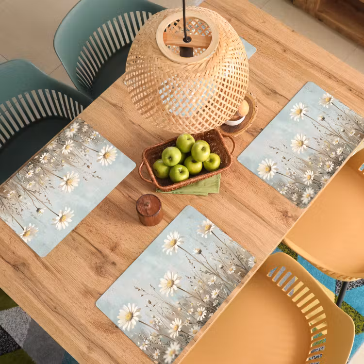 Set de table – 6 pièces - Marguerite - Illustration - Blanc — 3