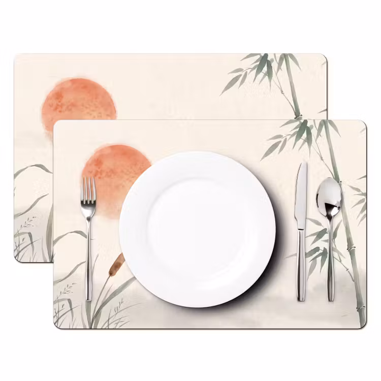 Set de table – 6 pièces - Minimaliste - Bambou - Vert — 2