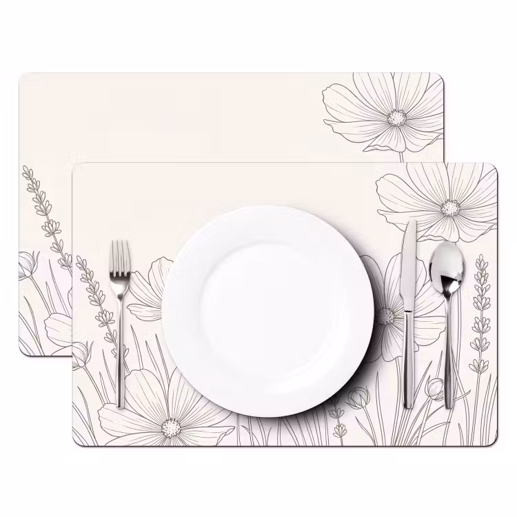 Set de table – 6 pièces - Minimaliste - Moderne - Floral - Beige — 2