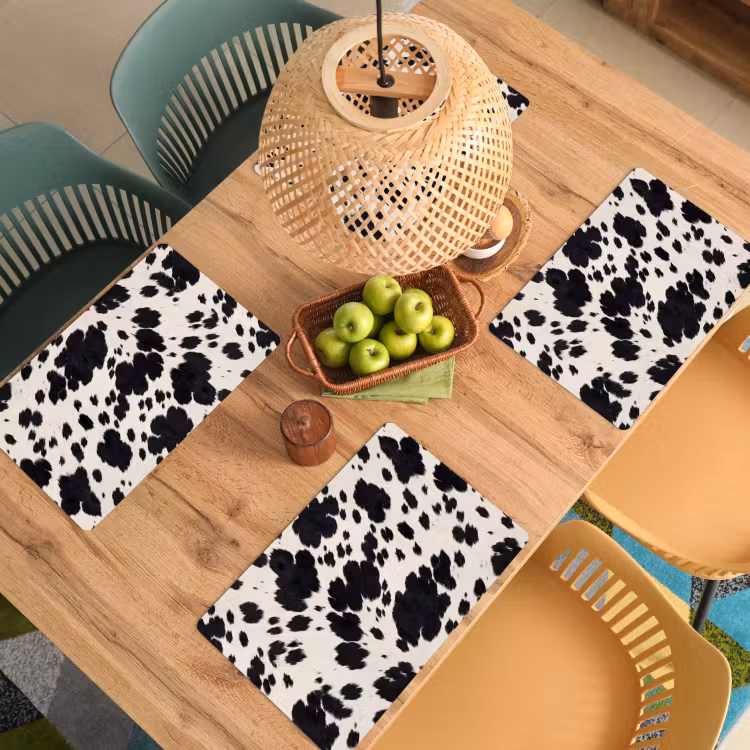Set de table – 6 pièces - Motif - Manteau - Noir - Blanc — 3