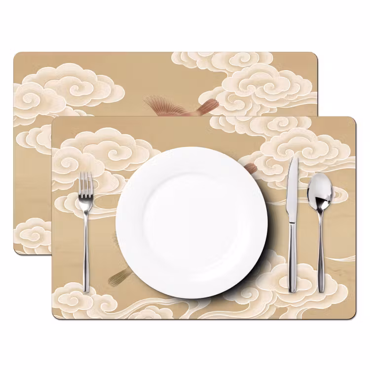 Set de table – 6 pièces - Oiseaux - Mouches - Beige — 2
