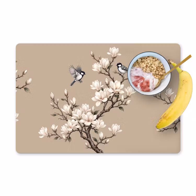 Set de table – 6 pièces - Oriental - Oiseaux - Beige — 1