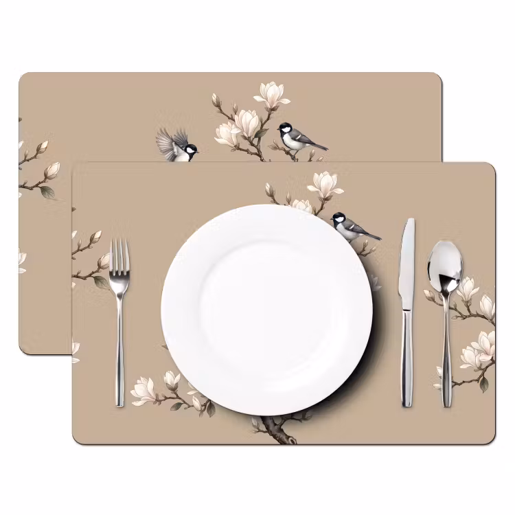 Set de table – 6 pièces - Oriental - Oiseaux - Beige — 2