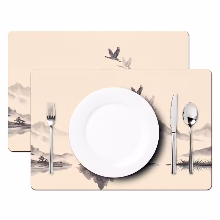 Set de table – 6 pièces - Orientale - Grues - Paysage — 2