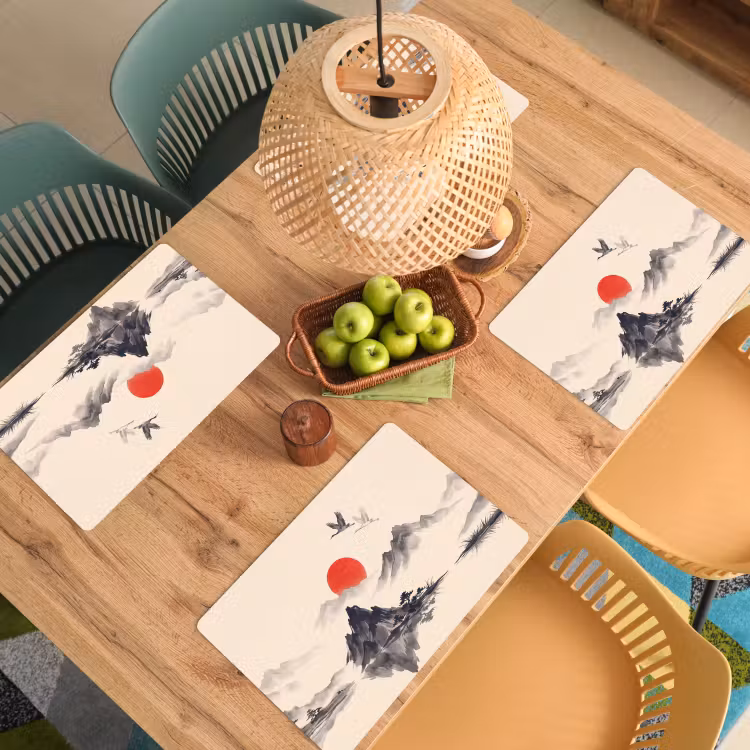 Set de table – 6 pièces - Orientale - Grues - Paysage — 3