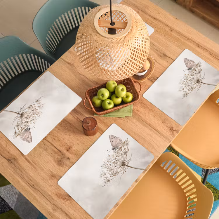 Set de table – 6 pièces - Papillon - Fleur -Nature - Beige — 3