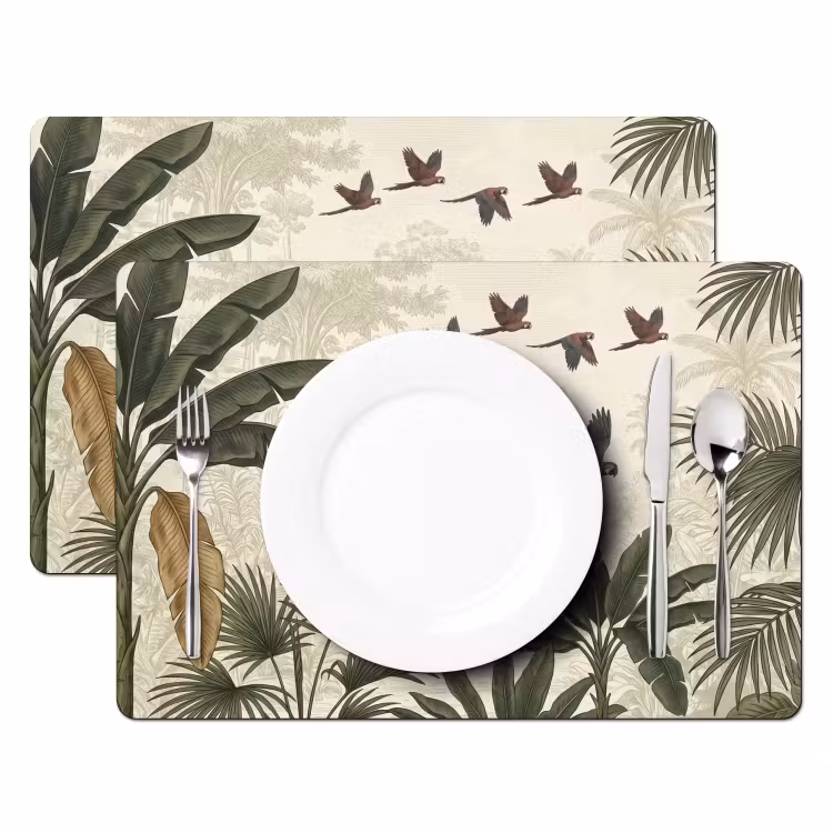 Set de table – 6 pièces - Perroquets - Jungle - Tropical - Vert — 2
