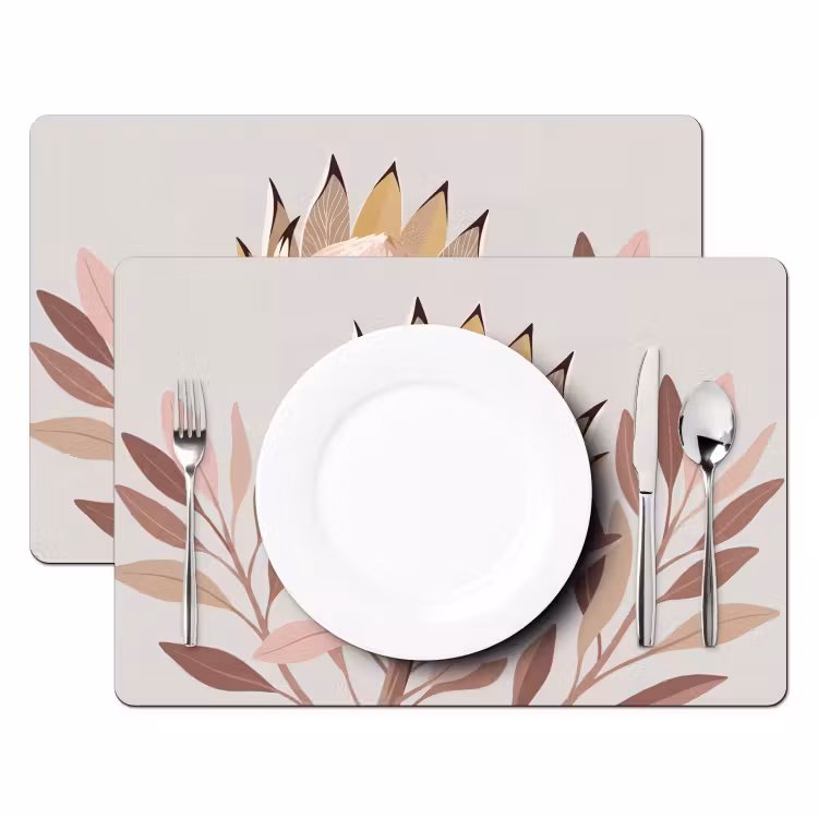 Set de table – 6 pièces - Protea - Fleur - Botanique - Beige — 2