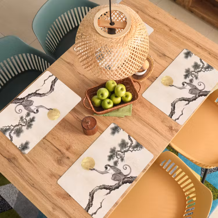 Set de table – 6 pièces - Singe - Lune - Or — 3