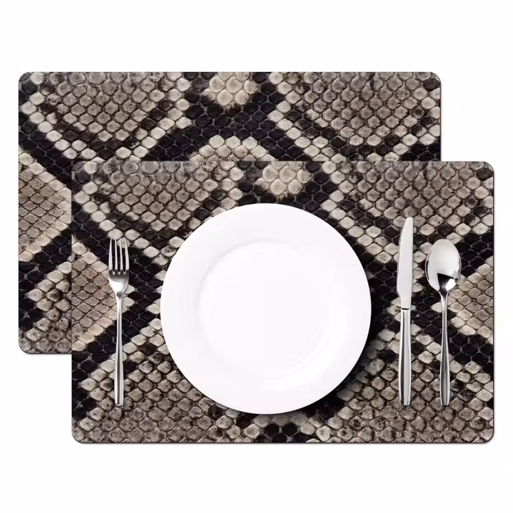 Set de table – 6 pièces - Peau de serpent - Motif - Beige — 2