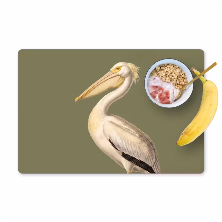 Set de table – 6 pièces - Pélican - Blanc - Oiseau - Classique - Nature — 1
